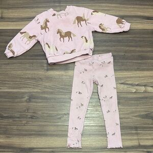 Pink Horse Print Sweatshirt and Leggings Set